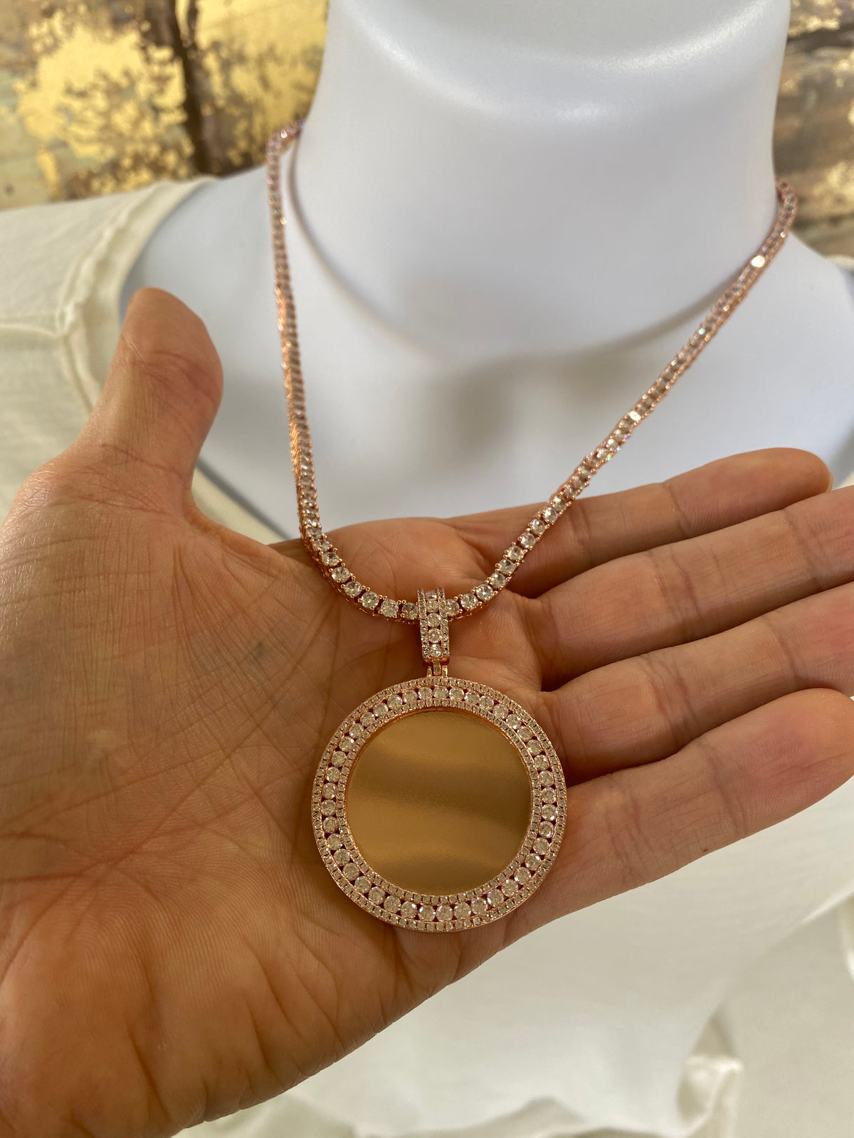 Porta-Retratos rose gold con tennis chain