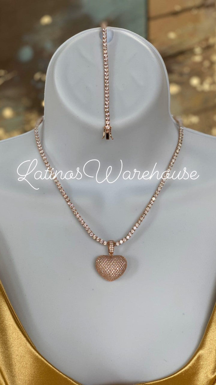 Tennis Chain set con corazón